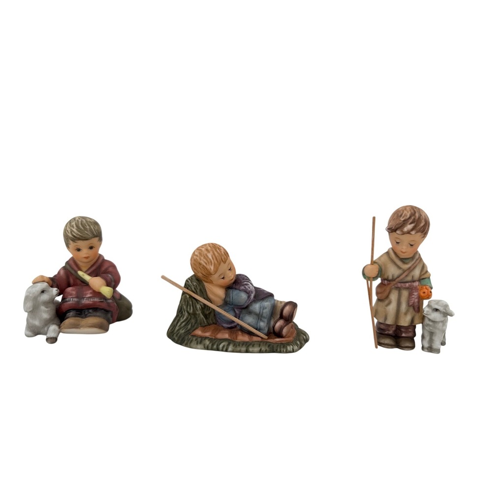 Goebel 2000 Nativity Shepherd‎ Boy Figurines with Sheep Set of 3 Porcelain